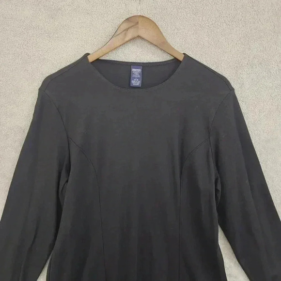 Lands End Womens Black Long Sleeve Midi Shift Dress L  Polyester Rayon Blend - Picture 3 of 6